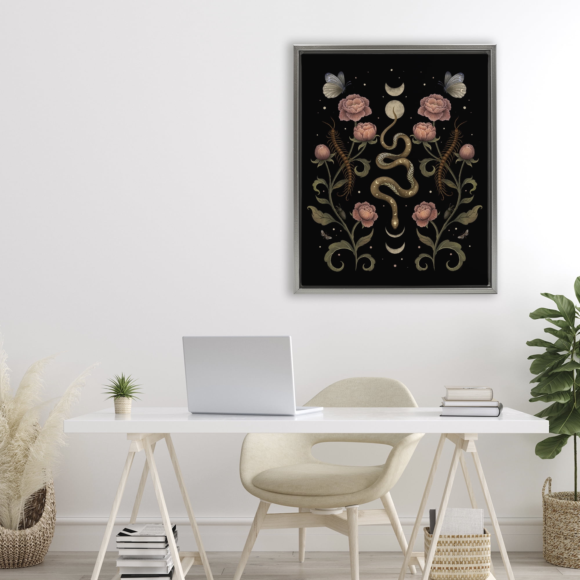 Stupell Industries Serpentine Garden Symmetry Gray Framed Floater Canvas Wall Art, design by Episodic Drawings