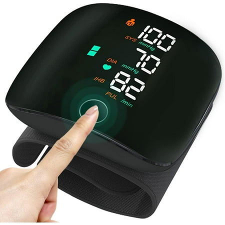 Wrist Blood Pressure Monitors for Home Use Digital Blood Pressure Machine with Voice Cuff BP Machine Dual Users Memory Large LCD Display BP Monitor,Black