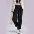 thumbnail image 2 of Bixock Women's Maternity Pants Elastic Waist Solid Color Over The Belly Straight Casual Wide Leg Pants with Pocket Pregnancy Clothes Pants, 2 of 5