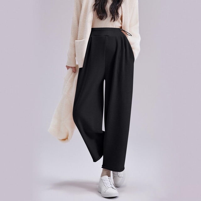 TaTaai Women's Maternity Pants Over Bump Belly Support Wide Leg High Waisted Loose Fit Full Length Fall Winter Casual Daily Wear Non-See-Through Gift