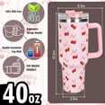 thumbnail image 2 of 40oz Pink Bow Cherry Tumbler with Handle Straw and Lid Coquette Bowknot Cherries Travel Tumbler Coffee Cup for Women Friend Holiday Birthday, 2 of 6