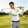 thumbnail image 6 of Fabrcox S-4XL Men's Long Sleeve Polo Shirts with Pockets Collared Men's Work Shirts Office Casual Plain Regular Fit Athletic Men's Golf Shirts Beige XL, 6 of 8