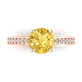 thumbnail image 2 of 2.21ct round cut yellow Zircon 14k rose gold Bridal Wedding Engagement Promise Anniversary Ring for Women size 4.25, 2 of 7