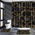 thumbnail image 2 of 4 Pcs Bathroom Shower Curtain Set,Bathroom Sets with Rugs(Bath Mat,U Shape and Toilet Lid Cover Mat) and 12 Hooks,Sky Blue Honeycomb Marble, 2 of 6
