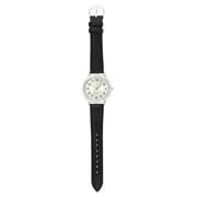 George Mens Silver Case with Black PU Strap