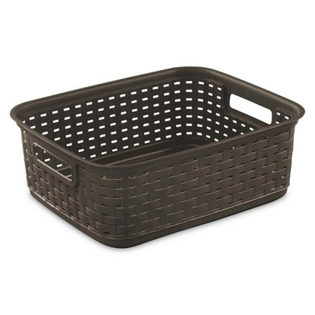 Sterilite - Decorative Wicker-Style Short Weave Basket (6 Pack) - Espresso