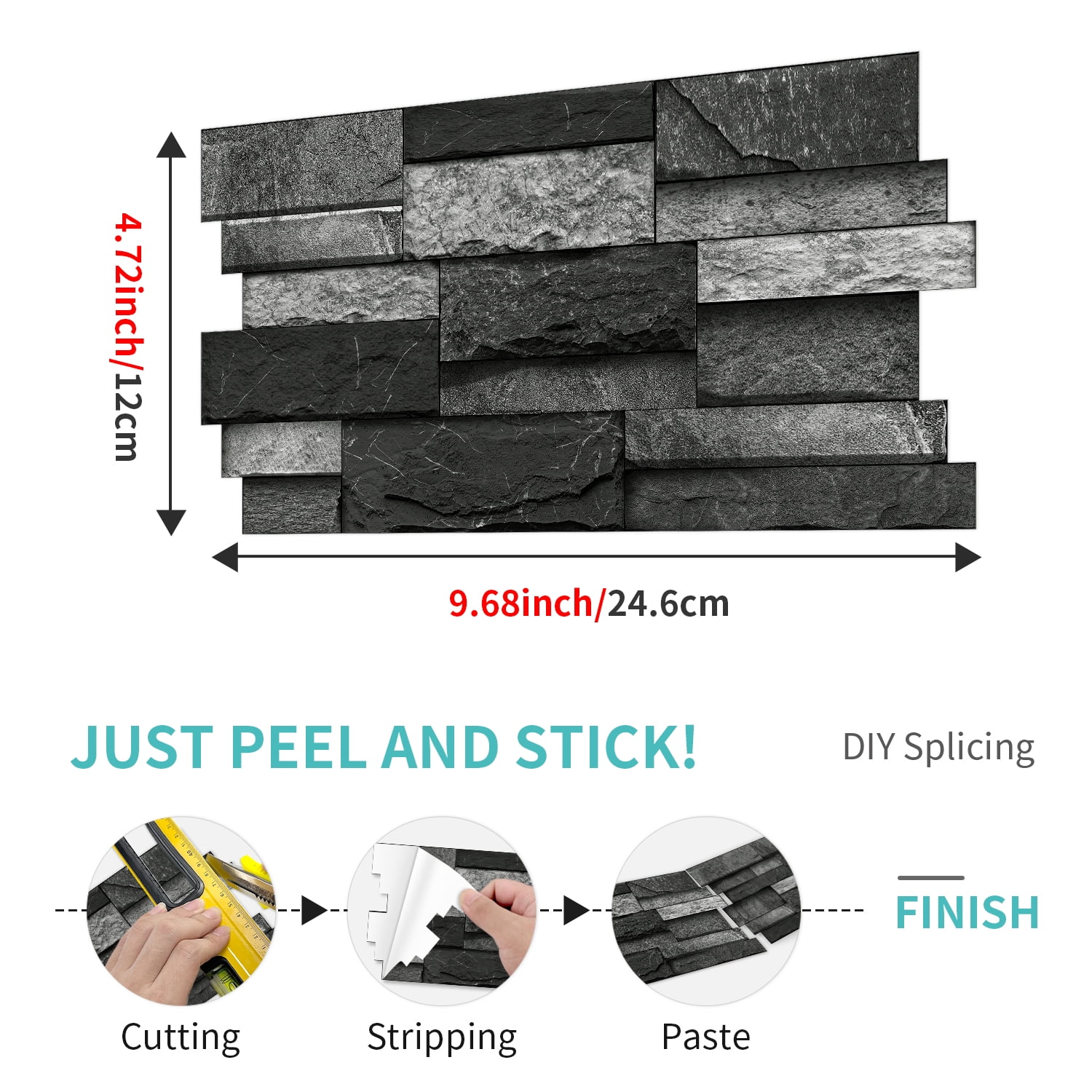 Peel and Stick Backsplash Wall Tiles,Self-Adhesive,Oil Proof,Waterproof, Removable Wall Panels for Kitchen & Bathroom,Modern Design, Easy Install (9.68x4.72 inch,48 Pack)