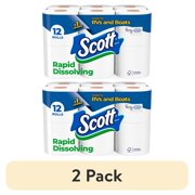 (2 pack) Scott Rapid-Dissolving Toilet Paper for RVs & Boats, 12 Double Rolls