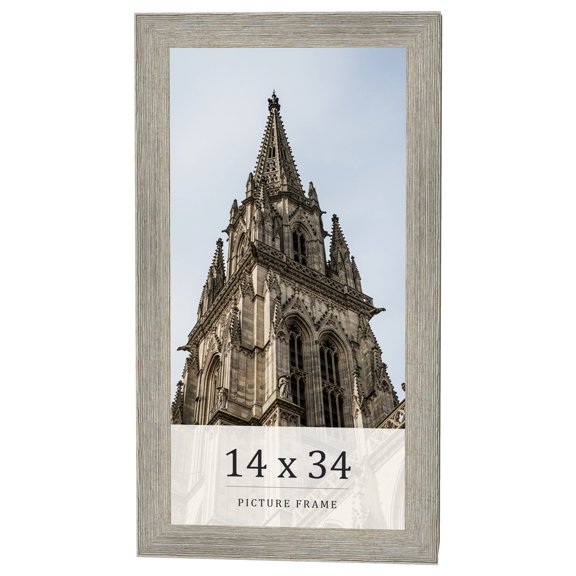 14x34 Frame Grey Real Wood Picture Frame Width 1.5 Inches | Interior Frame Depth 0.5 Inches | Barn