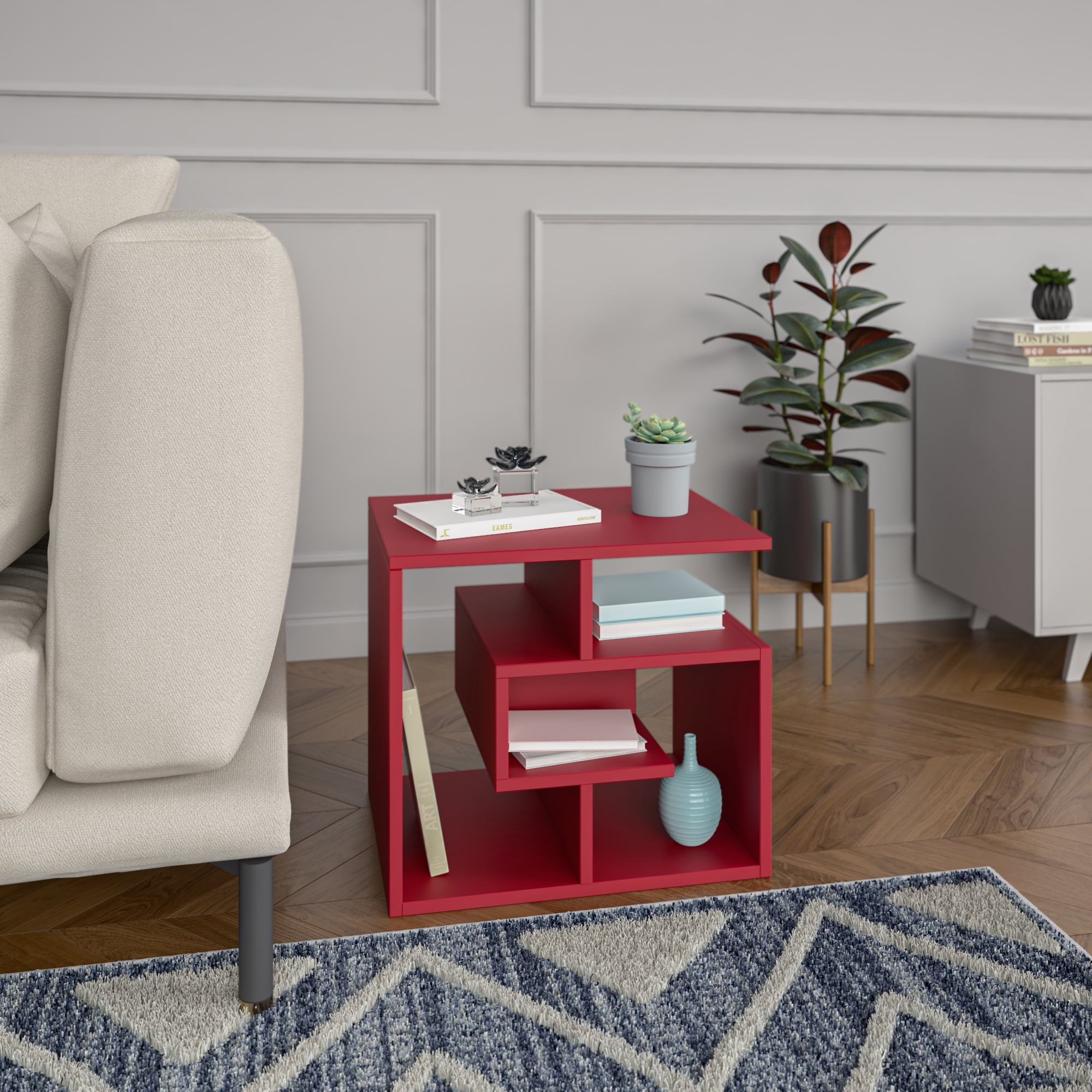 Ada Home Decor Furniture Burgundy 3 Tier Briscoe Modern Side Table