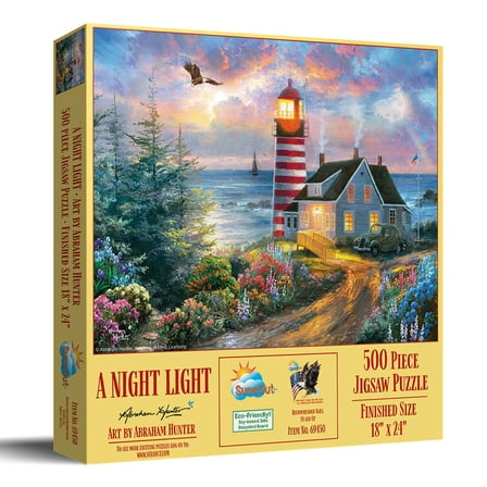 SUNSOUT INC - A Night Light - 500 pc Jigsaw Puzzle by Artist: Abraham Hunter - Finished Size 15" x 24" - MPN# 69450