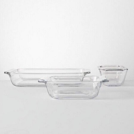 3pc Glass Bakeware Set - Made By Design™ baking square rectangle brownie pan