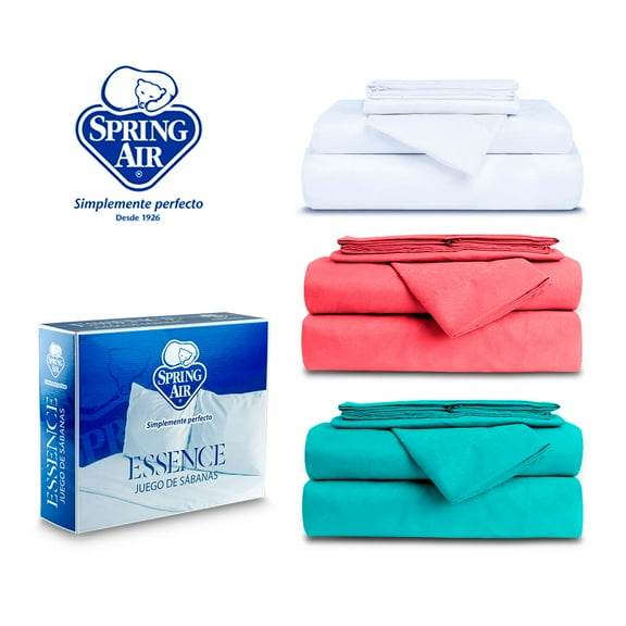Juego de Sabanas Spring Air 3 Pack King Size Turquesa Coral Blanco Essence