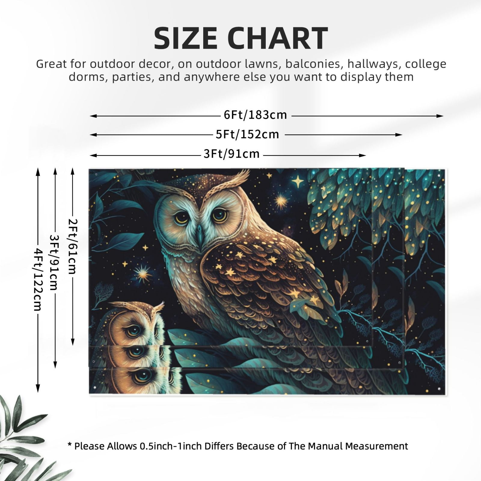 Owl Starry Sky Art Four Hole Decorated Banner Flag for Garden Yard Home Decoration Indoor Outdoor 4x6 Ft