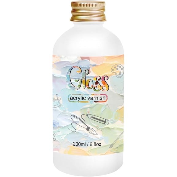 Gloss Varnish for Acrylic Painting, 6.8fl oz, Acrylic Varnish Keeps Paintings from Yellowing, Cracking, Maintains Permanent Color