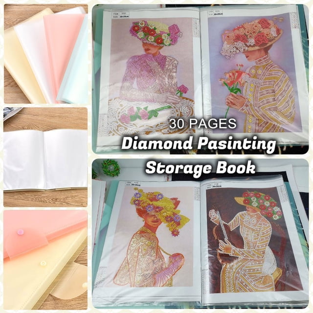 Xihbxyly Portafolio de Arte A3, Gran Capacidad, 30 Fundas Transparentes, Diseño Resistente Al Agua y Sin Ácido, Organizador Multiusos, Perfecto para Pintar con Diamantes y Guardar Obras de Arte, 31 X