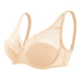 thumbnail image 4 of DuoJiaJ Womens Adjustable Youth Large Size Lace Bra Steel Ring Thin Bra Underwear Push Up Bras Beige, 4 of 4