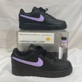 thumbnail image 1 of Ni&ke Air Force 1 Low Black (Lilac Custom Painted Swoosh) SC-#43B, 1 of 6