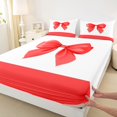 thumbnail image 3 of Feelyou Red Princess Bowknot Bed Sheets, Kawaii Dreamy Bow-tie King Sheets, Fairy Tale Style Sheet Set, Ultra Soft Bedroom Decor, 4pcs, 3 of 7