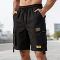 thumbnail image 6 of successthop Cargo Shorts for Men Relaxed Knee Length Sweatpant Shorts Drawstring Bottoms Oversized Clothes with Pockets XS, 6 of 8
