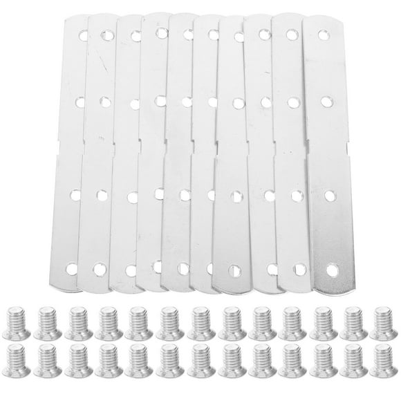 KAKOWELY metal brackets 10pcs Stainless Steel Corner Braces For Wood Metal Brackets Heavy Duty Corner Brace Bracket With Screws Metal Plate With Holes3.94"X0.69"X0.12"