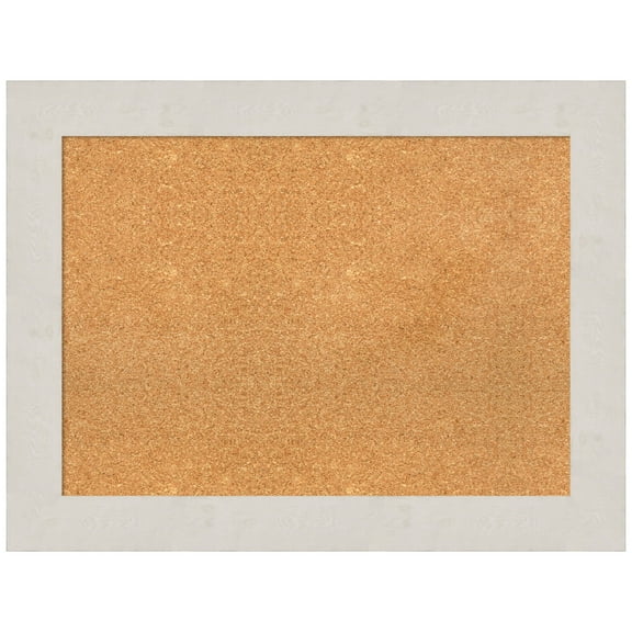 Amanti Art Natural Cork Board Framed Rustic Plank White Bulletin Board 33 in. x 25 in.