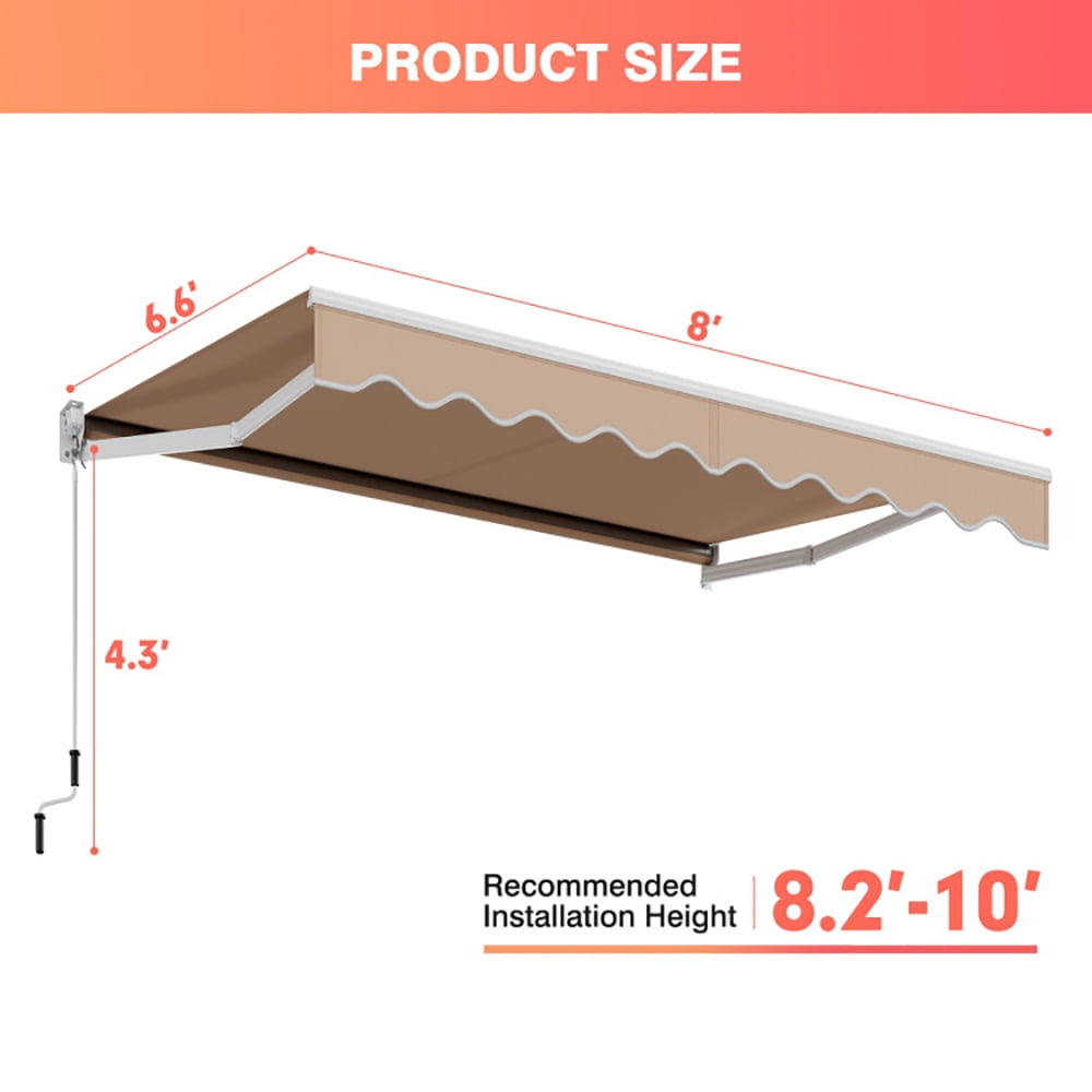 Aimee Lii 8 x 6.6 Feet Patio Retractable Awning with Manual Crank Handle, Outdoor Awning for Patio, Beige Aimee Lii 8 x 6.6 Feet Patio Retractable Awning with Manual Crank Handle, Outdoor Awning for Patio, Beige