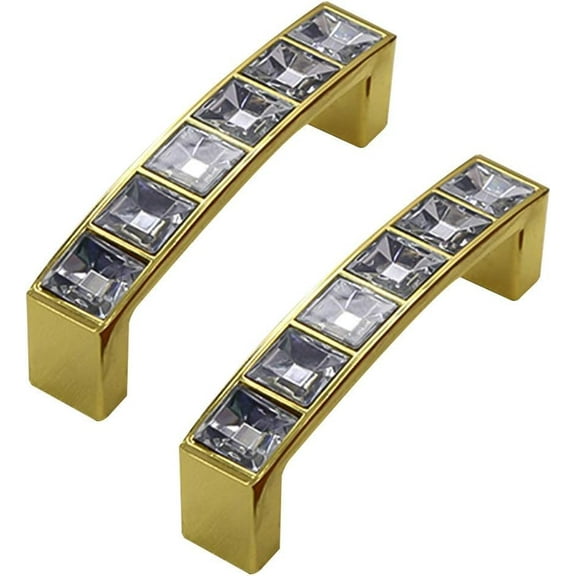 Gamvdout Crystal Drawer Knobs 1 Bag/2pcs Durable Crystal U Shaped Door Handle Wardrobe Cabinet Drawer Knobs Pull Handles Furniture Hardware