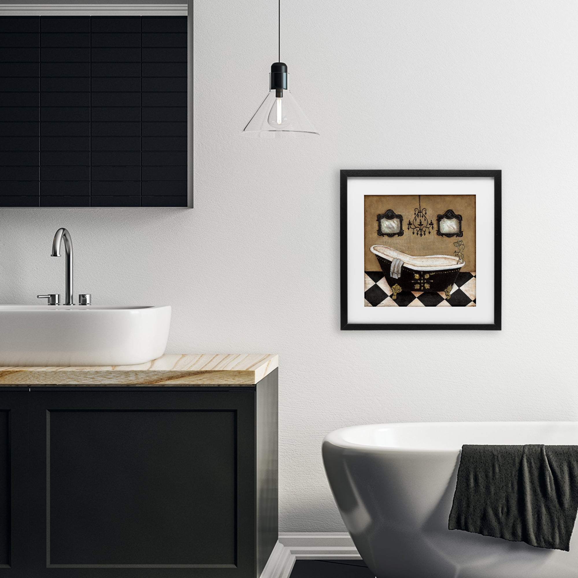 Stupell Industries Elegant Vintage Bathtub Black Framed Print Under Glass, design by Janet Tava
