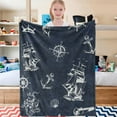 thumbnail image 3 of Kainsy Nautical Blanket Anchor Blanket Throw Compass Adventures Blankets Ocean Marine Blanket Gifts for Adult Kids Boys Soft Flannel Fleece Old Ships Blanket for Chair Couch Sofa, Navy Blue(30"x40"), 3 of 8