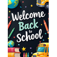thumbnail image 4 of Welcome Back to School Banner Colorful Bus Crayons Globe Background Backdrop Classroom Supplies Decorations Party School Event Classroom Decor, 4 of 4