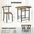 thumbnail image 6 of Homall 3-Piece Dining Table Set, Small Kitchen Table Set for 2, Modern Dining Set for Small Spaces, Dining Room, Kitchen, Brown, 6 of 9