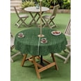 thumbnail image 5 of Outdoor Tablecloth with Umbrella Hole Zipper Dark Green Burlap Texture Round Tablecloth 60" Waterproof Outside Table Cloth Farmhouse Vintage Green Patio Table Cover Tablecloths for Picnic Party, 5 of 8