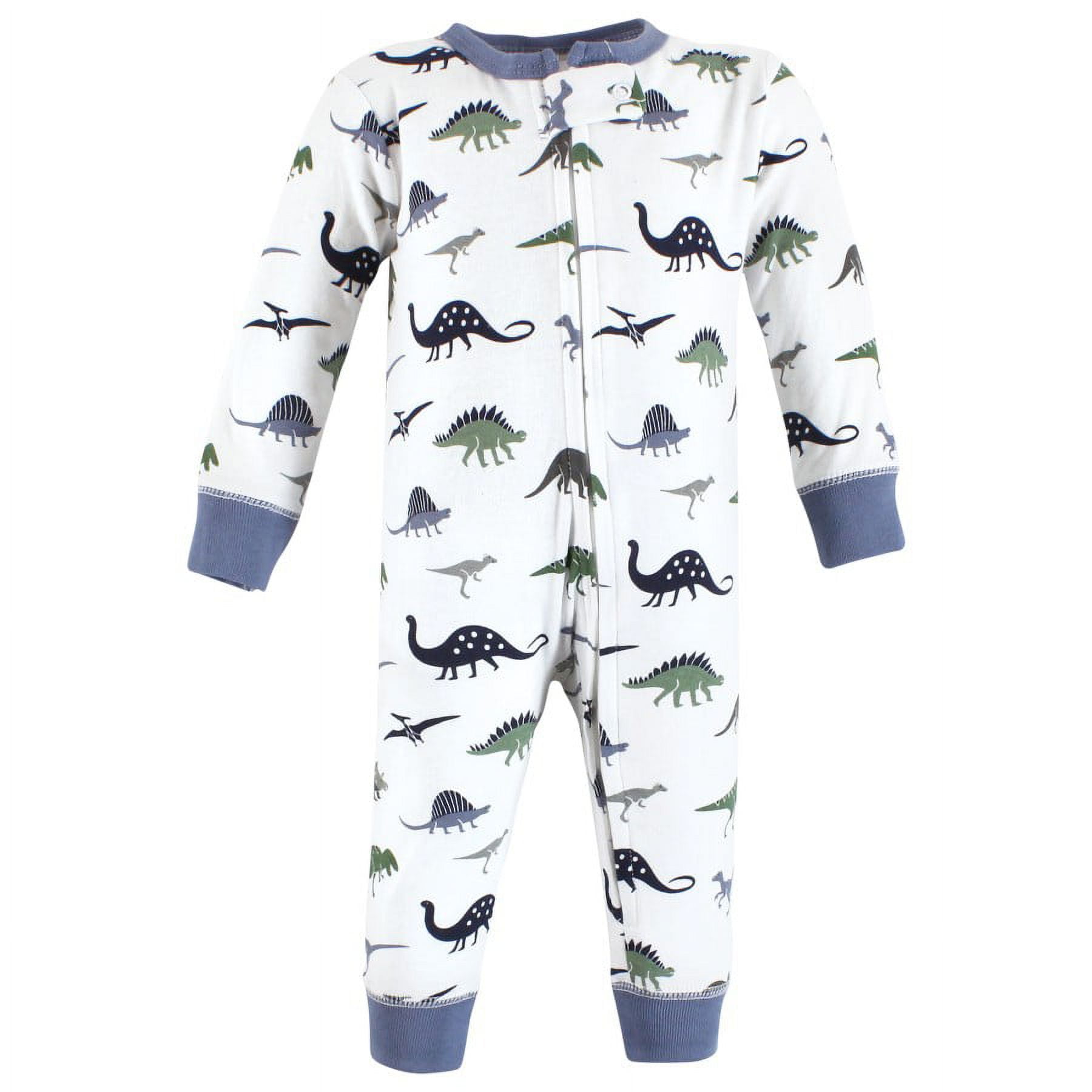 Hudson Baby Cotton Sleep and Play, Blue Green Dino, 0-3 Months