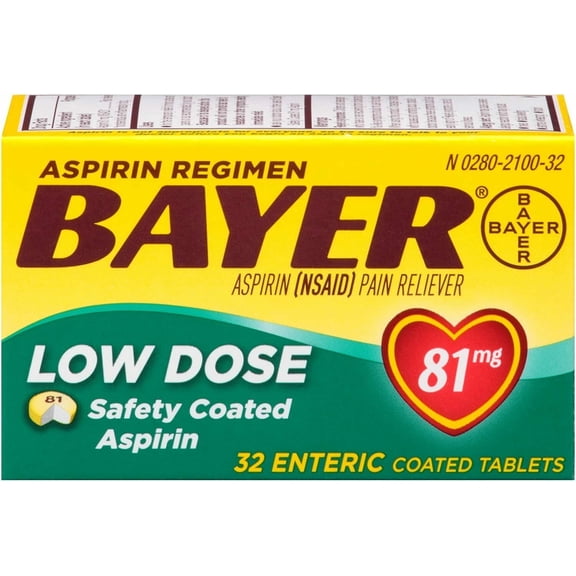 Bayer Low Dose Safety Coated 'Baby' Aspirin 81 mg Tablets 32 ea (Pack of 3)
