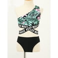 thumbnail image 3 of iiniim Girls Floral Printed 3 Piece Cutout Swimsuit Swim Top Bottom Swimwear Beach Outfit Size 8-14 A Green&Black 14, 3 of 7