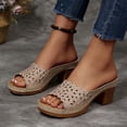thumbnail image 6 of Qodauz Women's Sandals Open Toe Wedge Hollow Sandals Slip On High Heel Dress Slides Sandals Casual Slippers Outdoor&Indoor 7, 6 of 10