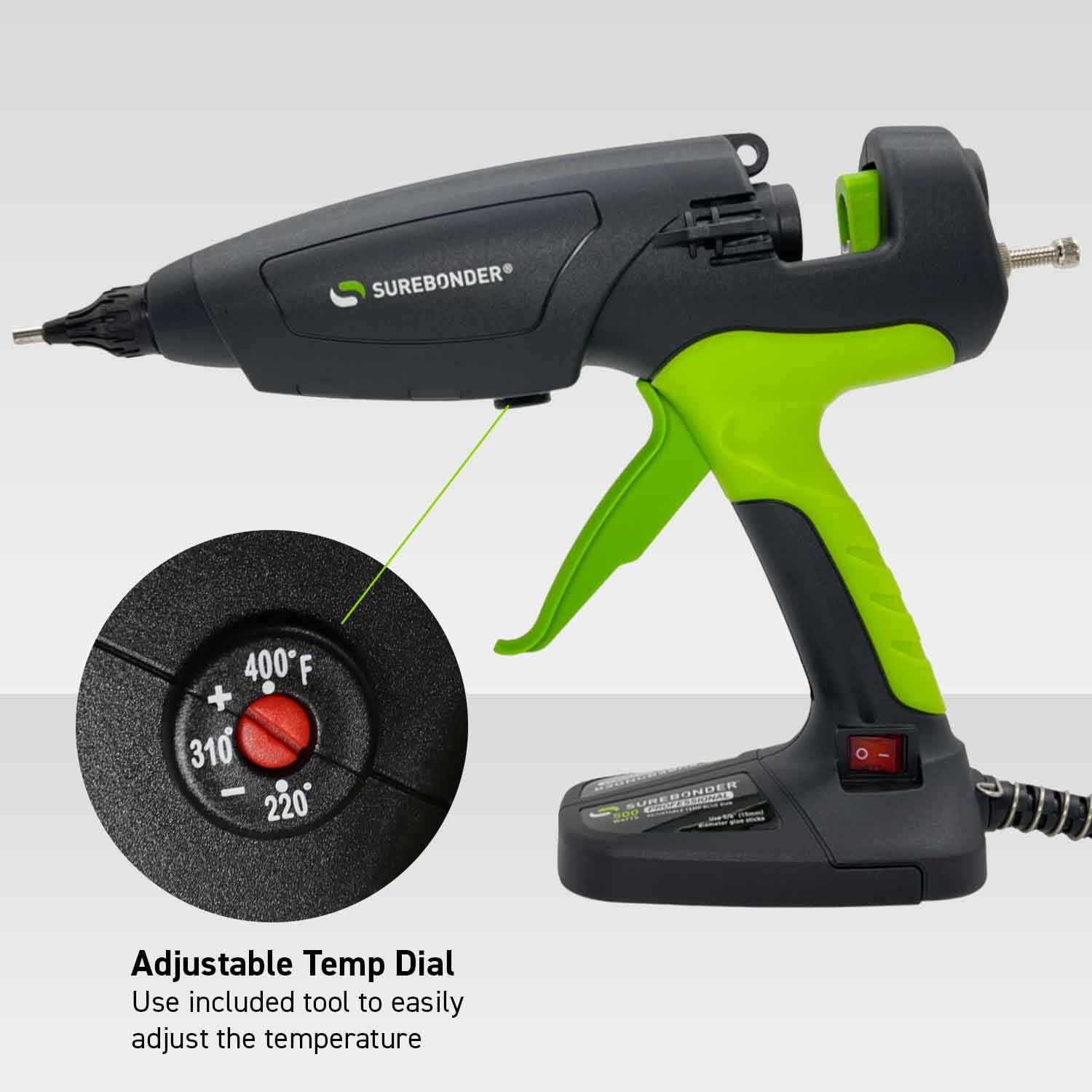 Surebonder PRO2-500 Industrial Grade 500 Watt Adjustable Temperature Heavy Duty High Output Flow 5/8" Hot Melt Glue Gun