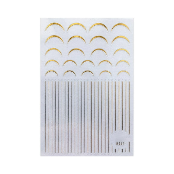 Tkrady Gold Nail Art Stickers Metallic Line Nail Decals 3D Self-Adhesive Gold Stripe Nail Design French Tip Manicure Nail Art Supplies for Women Acrylic Nails Decoration 8 Sheets