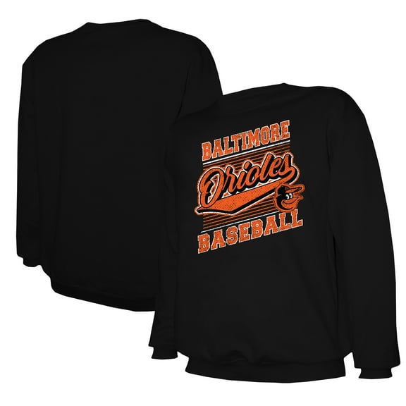 Men's Stitches Black Baltimore Orioles Lightweight Crew Sweatshirt