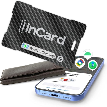 Ultra-Thin Air Tag 0.07in Wallet Tracker (Both iOS and Android) IP68 Bluetooth GPS Tracker for Bags Passport Works with Find My ( MFi Certified) & Google Find My Device - Wireless Charging