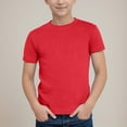 thumbnail image 2 of NIEWTR Boys Girls Short Sleeve Casual Slim Tshirt O Neck Basic Casual Versatile Fashion Top Fitted Solid Color Easy Matching T Shirts 3-9 Years (Red,5-6 Years), 2 of 7