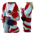 thumbnail image 2 of Females Color Block Striped Cardigan Sweaters Loose Knitted Long Open Front Cardigan Red M, 2 of 7