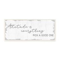 Stupell Industries Attitude Is Everything Distressed Plank Look Black White Inspirational Painting Unframed Art Print Wall Art, 7 x 17