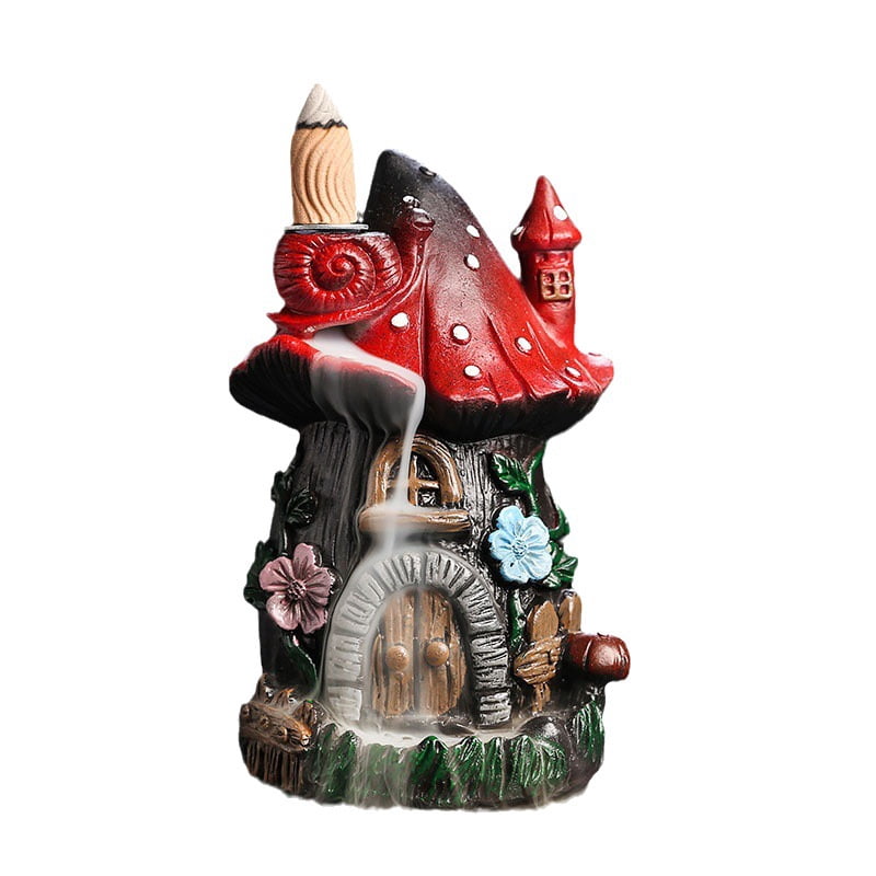 Christmas Tree Mushroom Reflow Incense Burner Creative Resin Mushroom House Reflow Incense Holder Festival Decoration