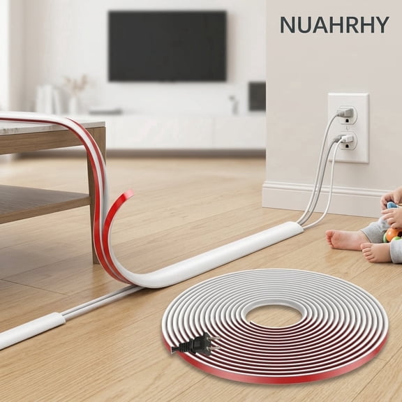 NUAHRHY 26.25ft Cable Hider for Wall, Self-Adhesive Wire Raceway Concealer, Flexible Cord Cover for TV and Computer Cables, White, 8 Meters