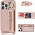 thumbnail image 6 of iPhone 14 Pro Max Case for Women with Card Holder, iPhone 14 Pro Max Phone Case Wallet with Strap,Crossbody Lanyard Cases with Credit Card Slots Kickstand Ring Holder Stand Case,6.7",Rosegold, 6 of 15