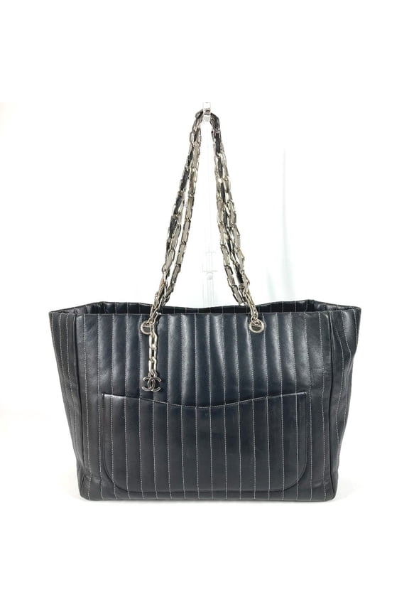 Pre-Owned CHANEL CC Coco Mark Logo Mademoiselle Double Chain Tote Bag, Leather... (Fair)