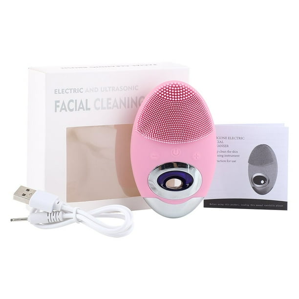 Cepillo de silicona para limpieza facial, masajeador eléctrico ultrasónico, vibración, luz azul, eliminación de acné, poros profundos, espinillas, cuidado de la piel