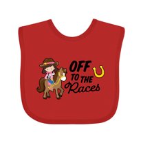 Inktastic Off to the Races with Cowgirl on Horse Girls Baby Bib